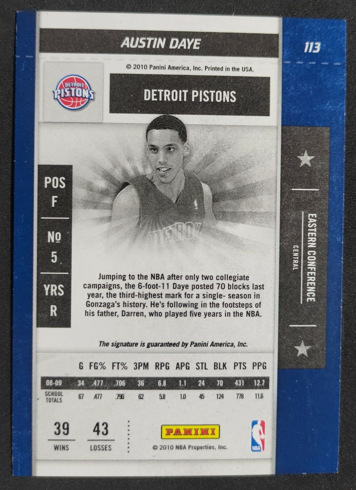 2010 Panini Contenders Rookie Ticket Austin Daye Signed Card - Sporting Goods:Sports Trading Cards:Trading Card Singles